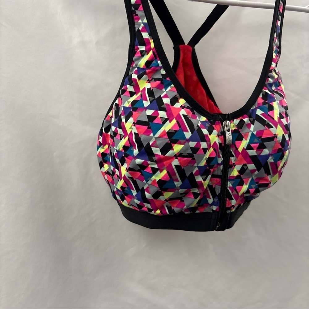 Victorias Secret Sport VSX Logo Front Close Zip Sports Bra 34C Multicolor - Picture 2 of 9